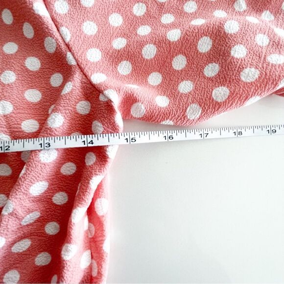 Monteau Dress Pink White Polka Dot Short Sleeved Button Up Fit & Flare Women's S - Picture 9 of 9